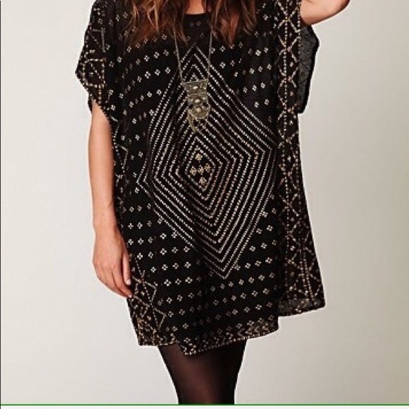 Free People Tops - Free People New Romantics Poncho Black & Gold Mesh